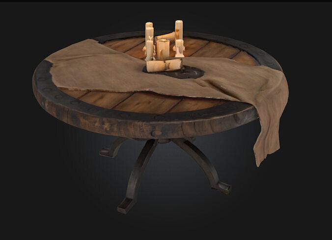 Medieval Tabletop  Rustic Surface of Feasts and Tales 3D model