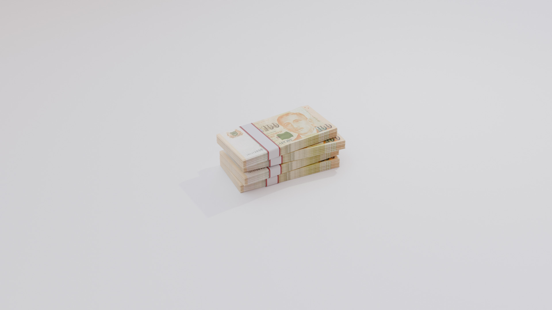 100 Singapore Dollar Currency Low-poly 3D model_5