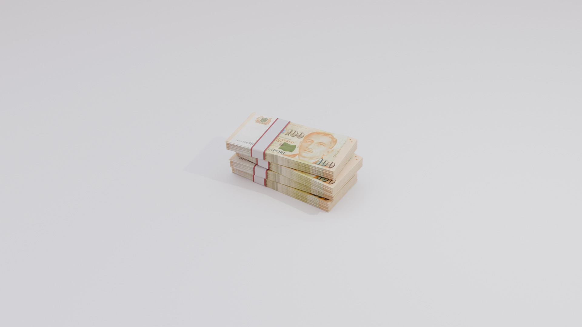 100 Singapore Dollar Currency Low-poly 3D model_4