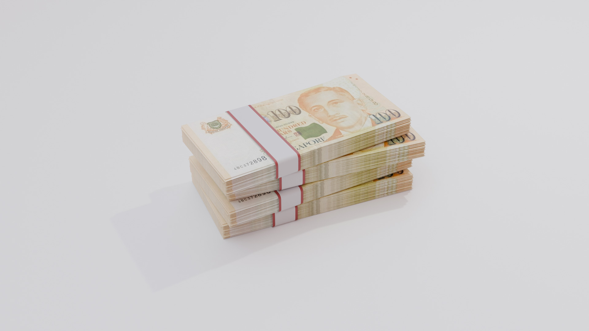 100 Singapore Dollar Currency Low-poly 3D model_2