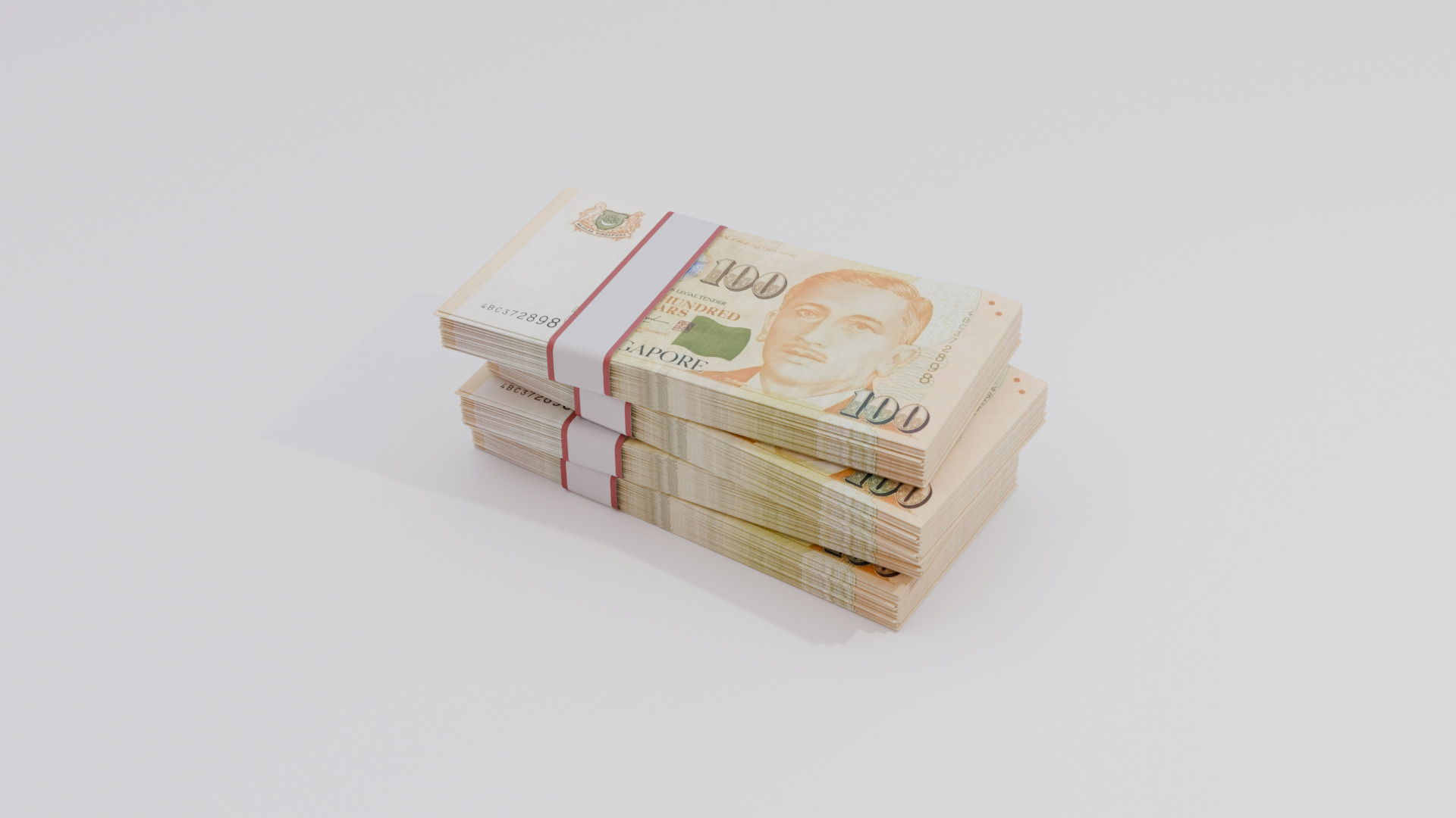 100 Singapore Dollar Currency Low-poly 3D model_1
