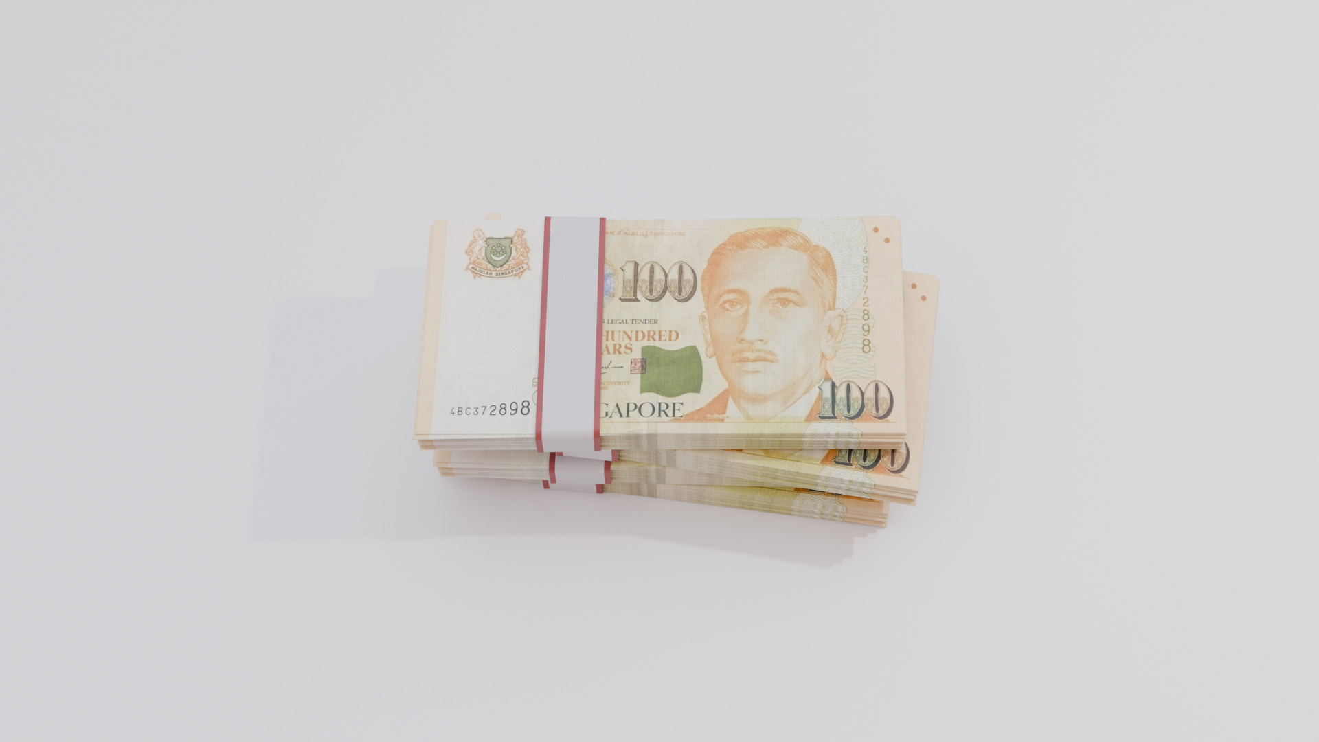 100 Singapore Dollar Currency Low-poly 3D model_3