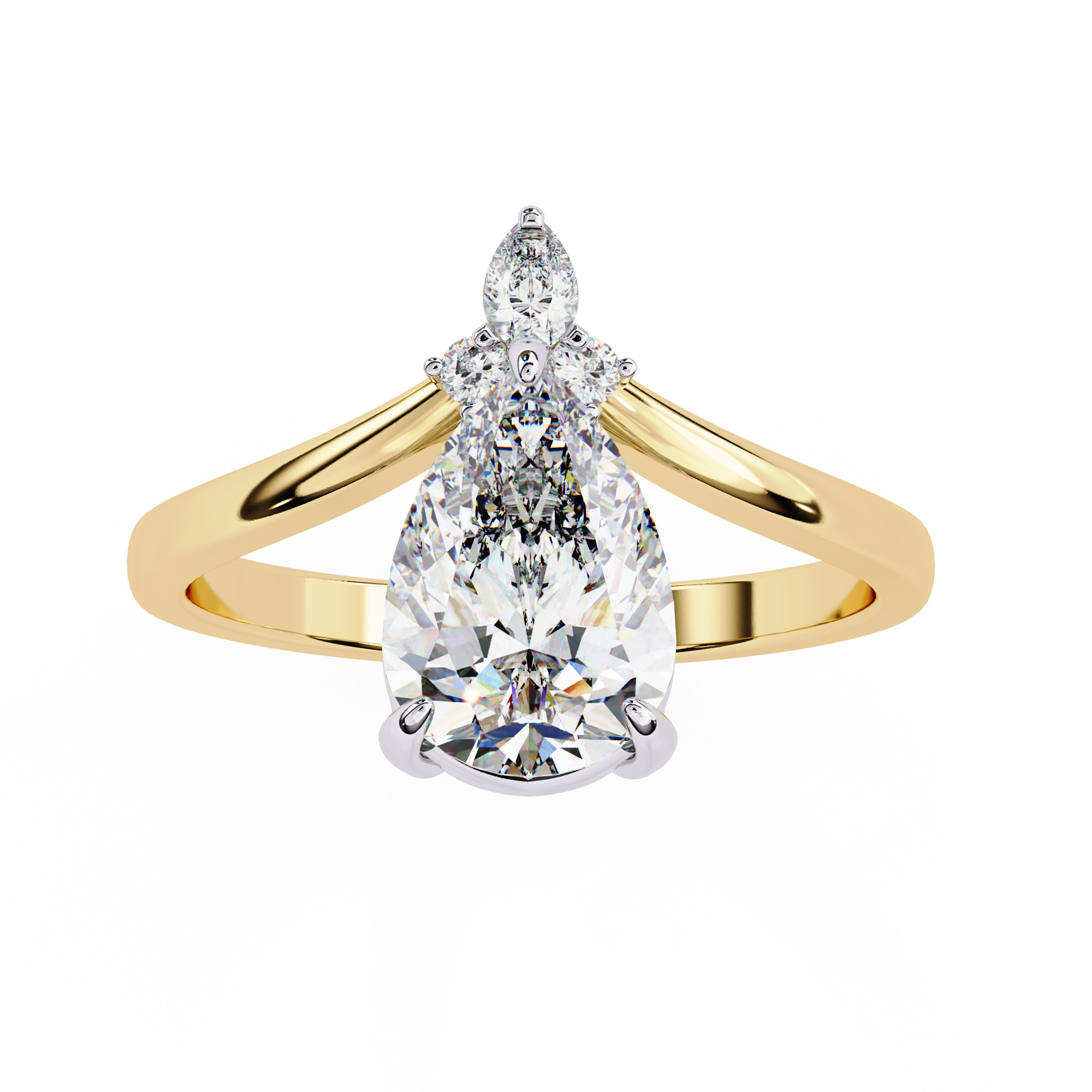PEAR DIAMOND RING -CAD-147 3D model_7