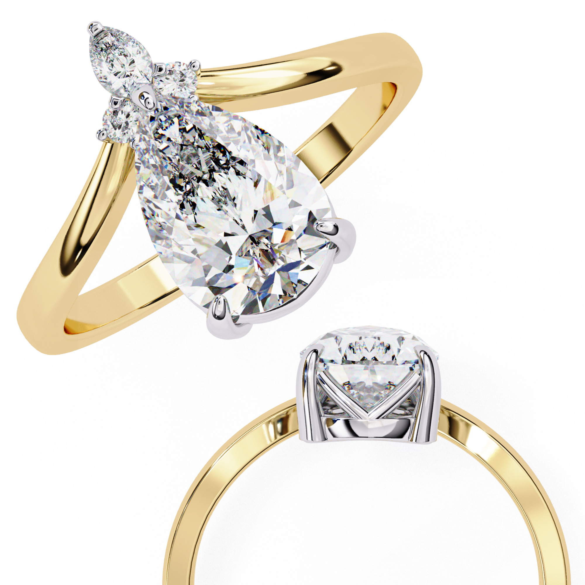 PEAR DIAMOND RING -CAD-147 3D model_15