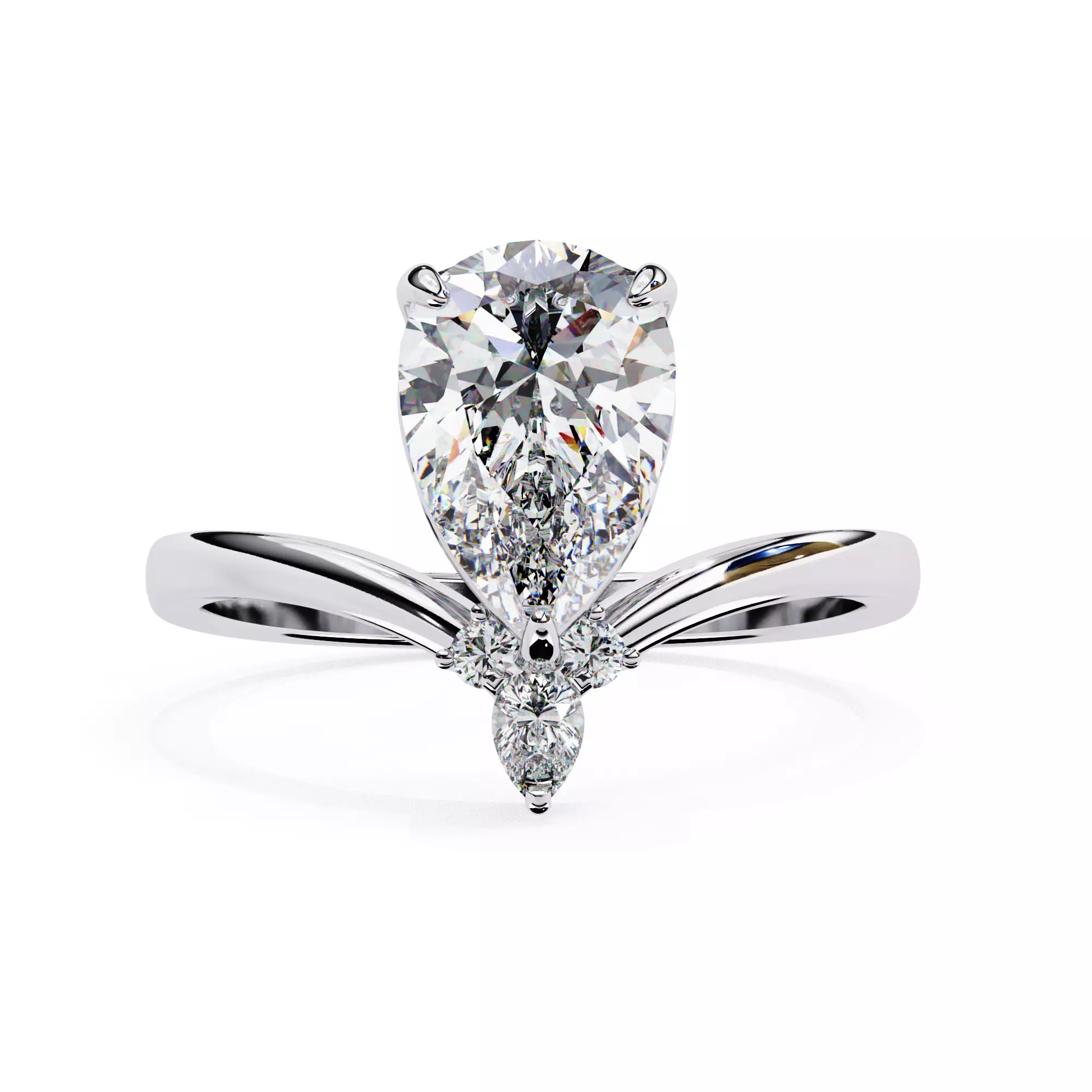 PEAR DIAMOND RING -CAD-147 3D model_0