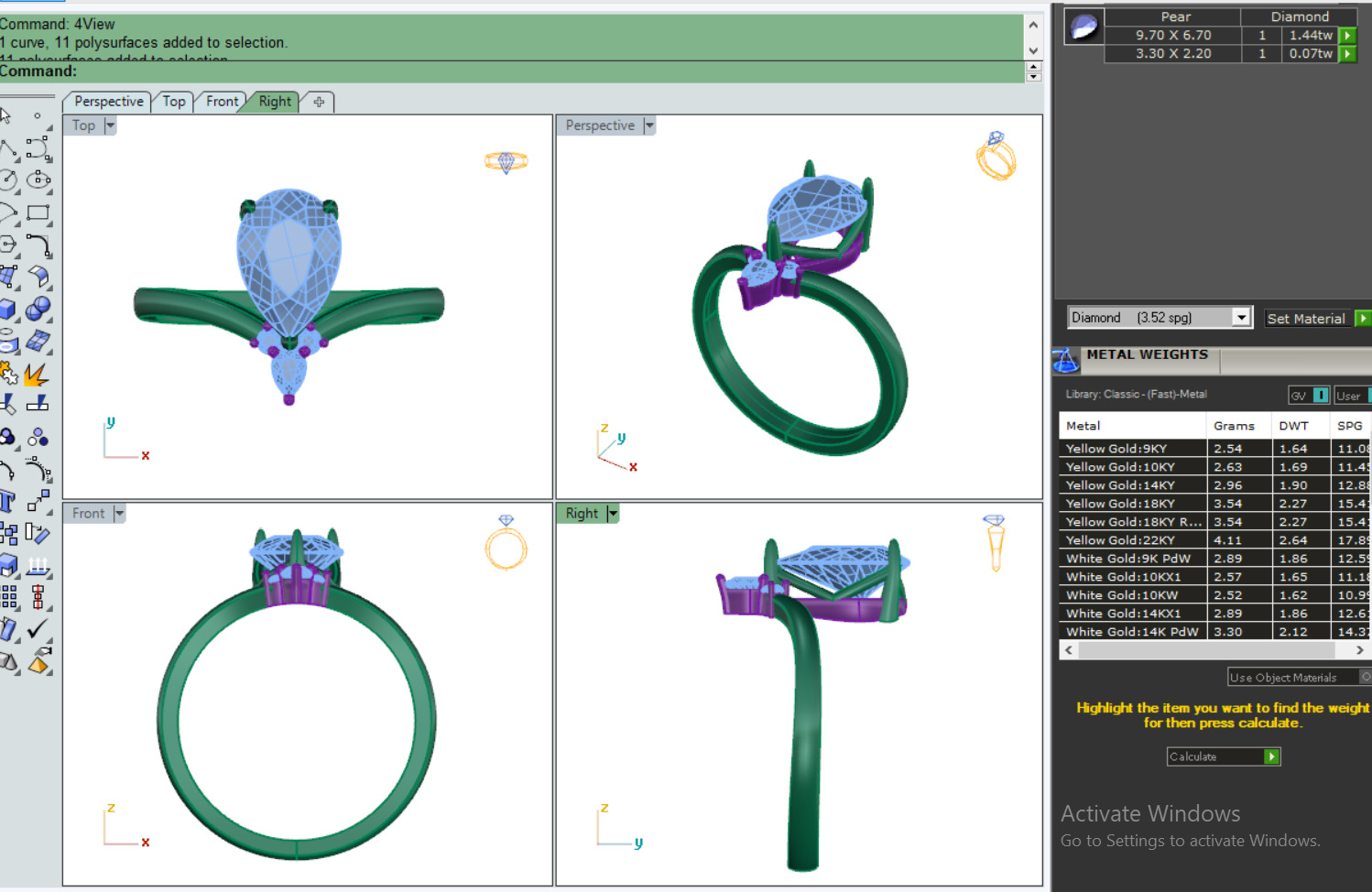 PEAR DIAMOND RING -CAD-147 3D model_16