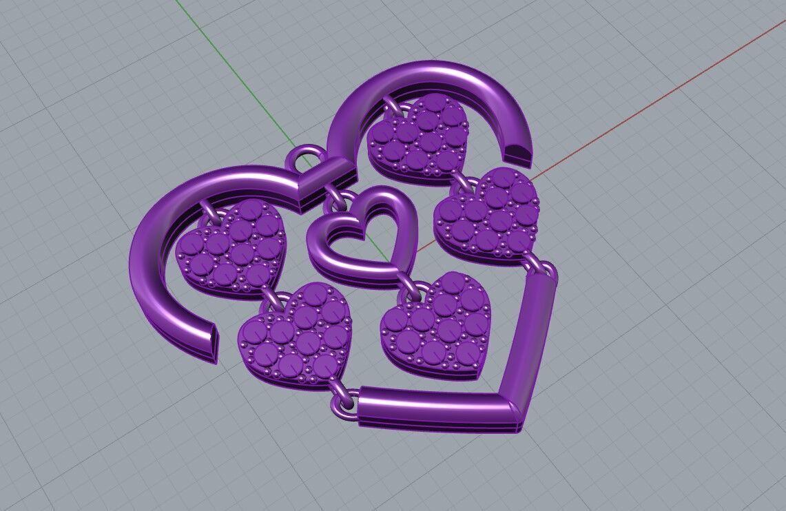 Heart pendant or necklace 3D print model_3
