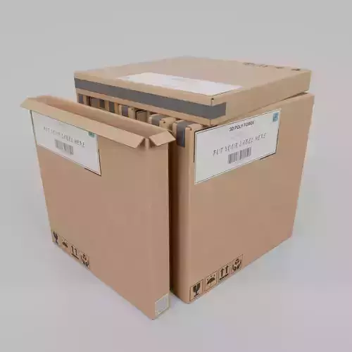 Cardboard Box R-044 - Rigged and Customizable Low-poly 3D model
