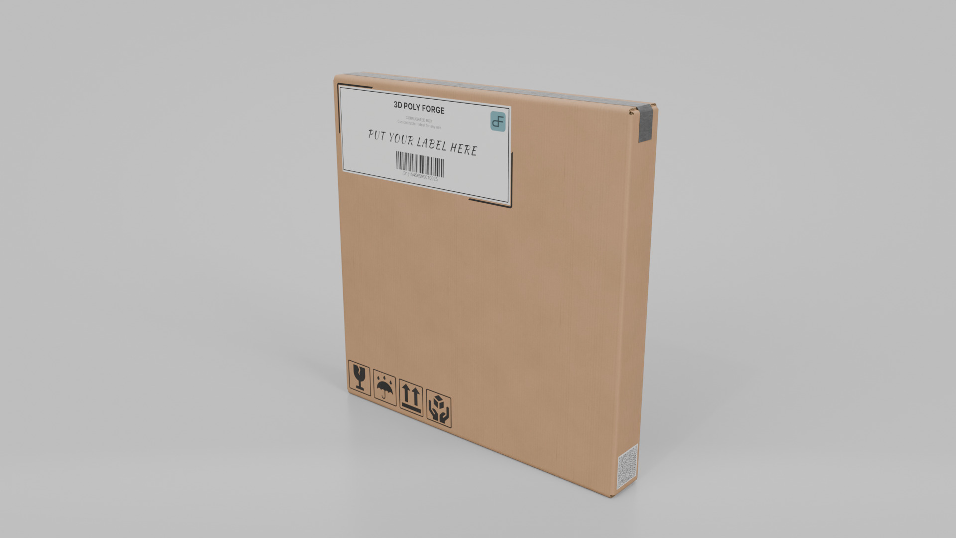 Cardboard Box R-044 - Rigged and Customizable Low-poly 3D model_3