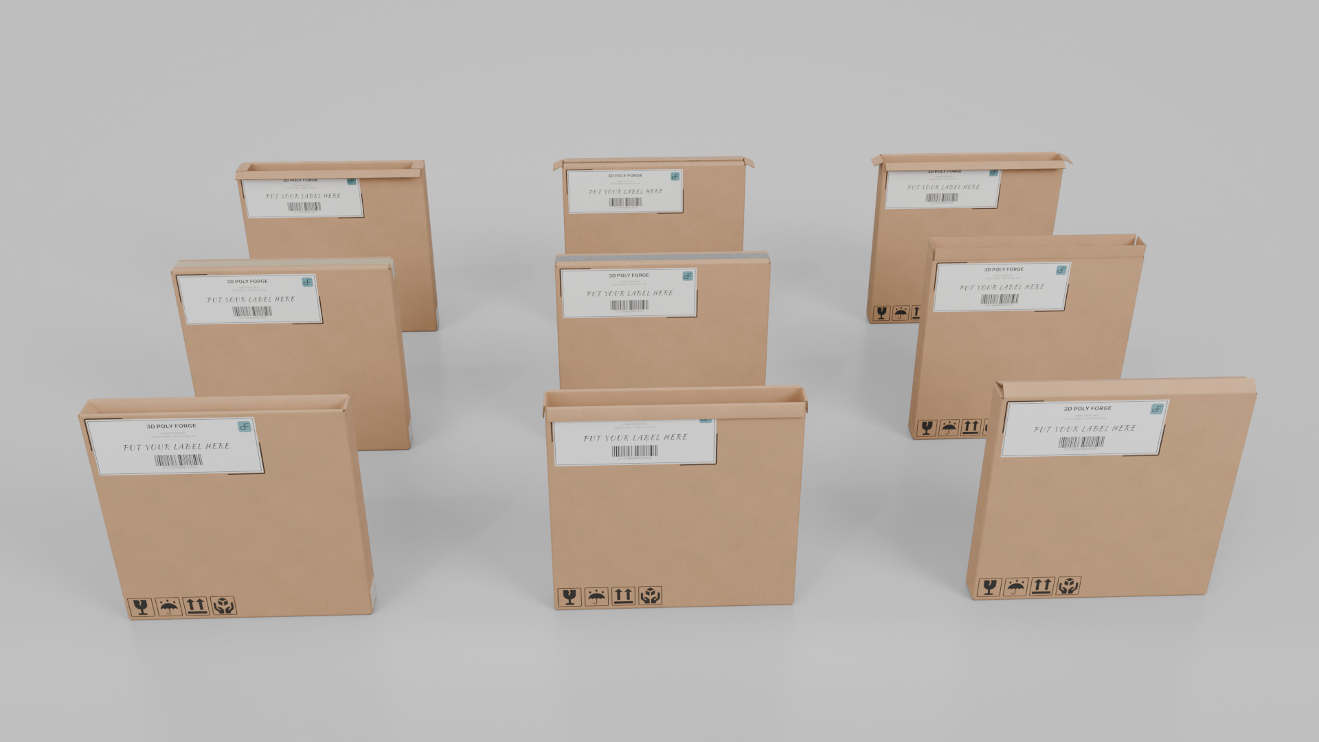 Cardboard Box R-044 - Rigged and Customizable Low-poly 3D model_12