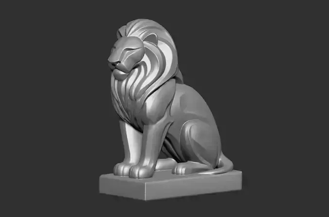 Stylized Lion Statue  3D Print Model