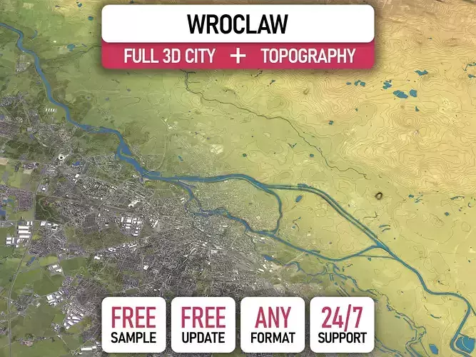 Wroclaw - Topography Terrain 3D City 3D Model Collection