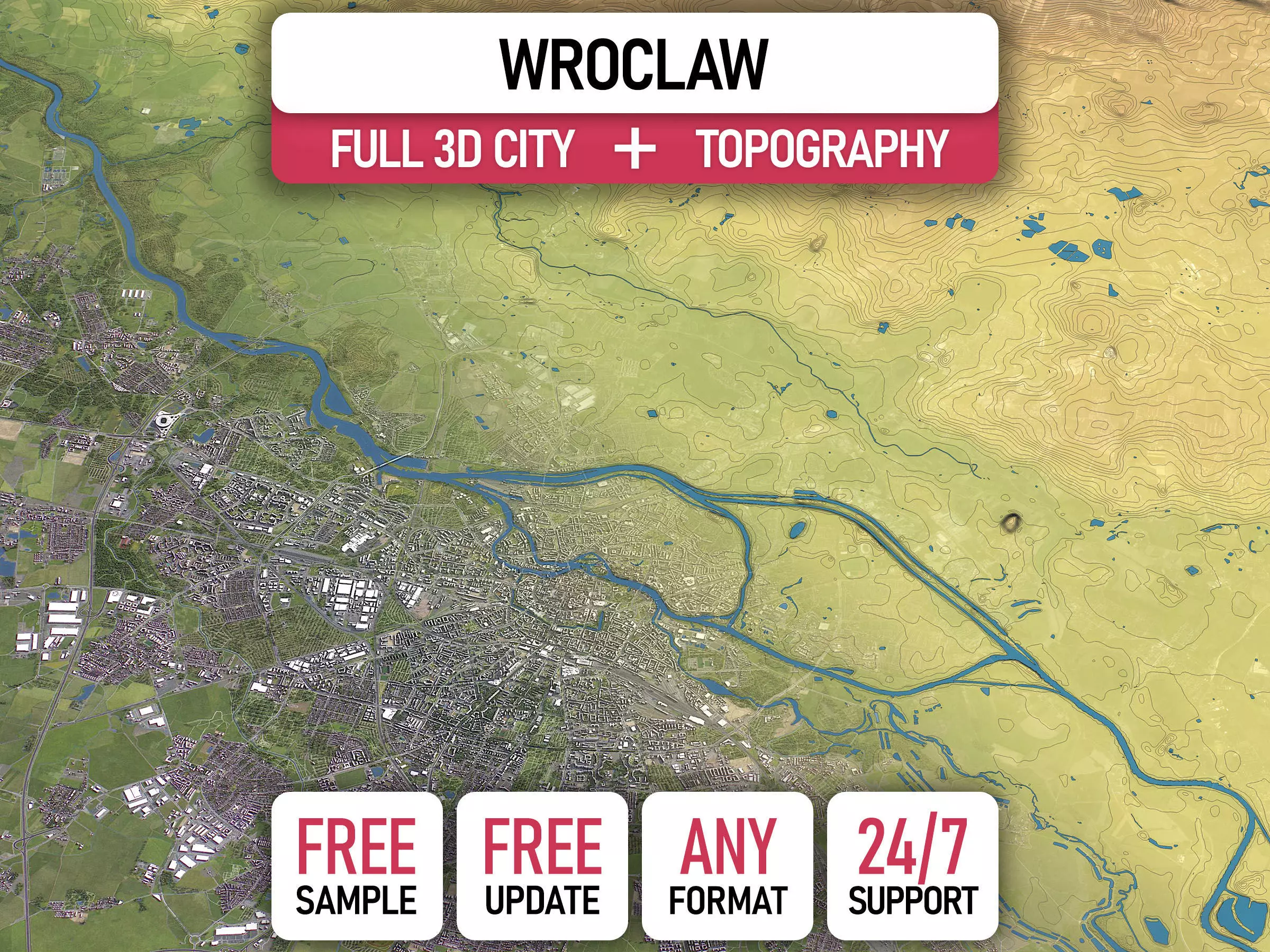Wroclaw - Topography Terrain 3D City 3D Model Collection_0