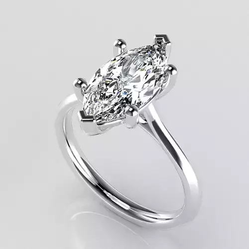 Classic Shoulder Solitaire Ring - Marquise Shape - 200 ct points