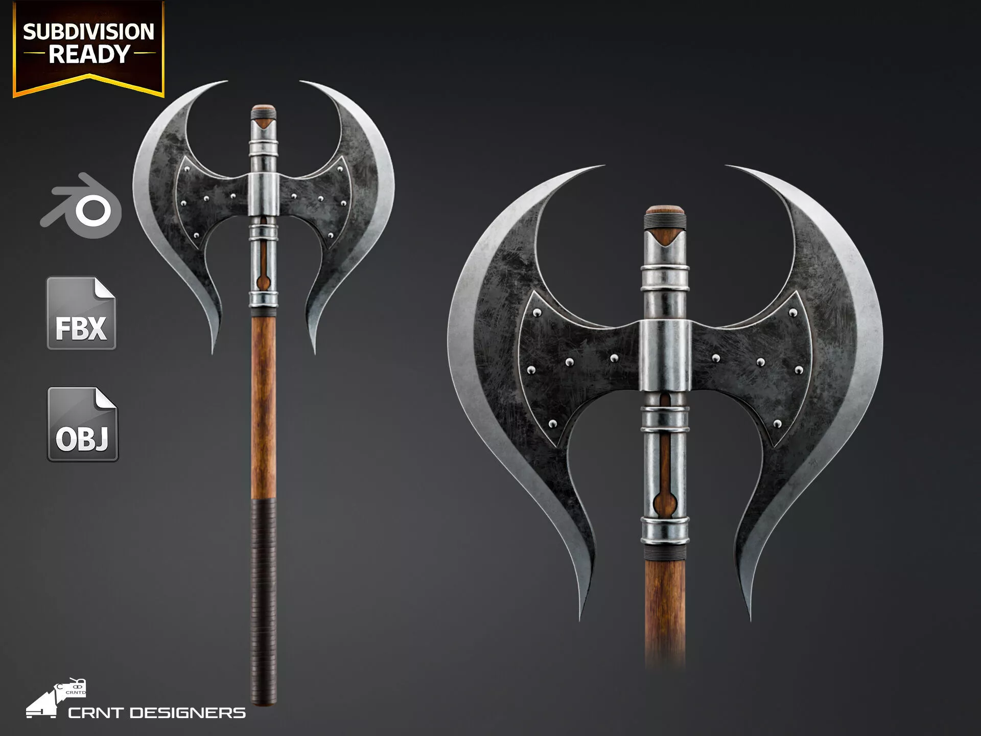 Double Bladed Battle Axe 3D model