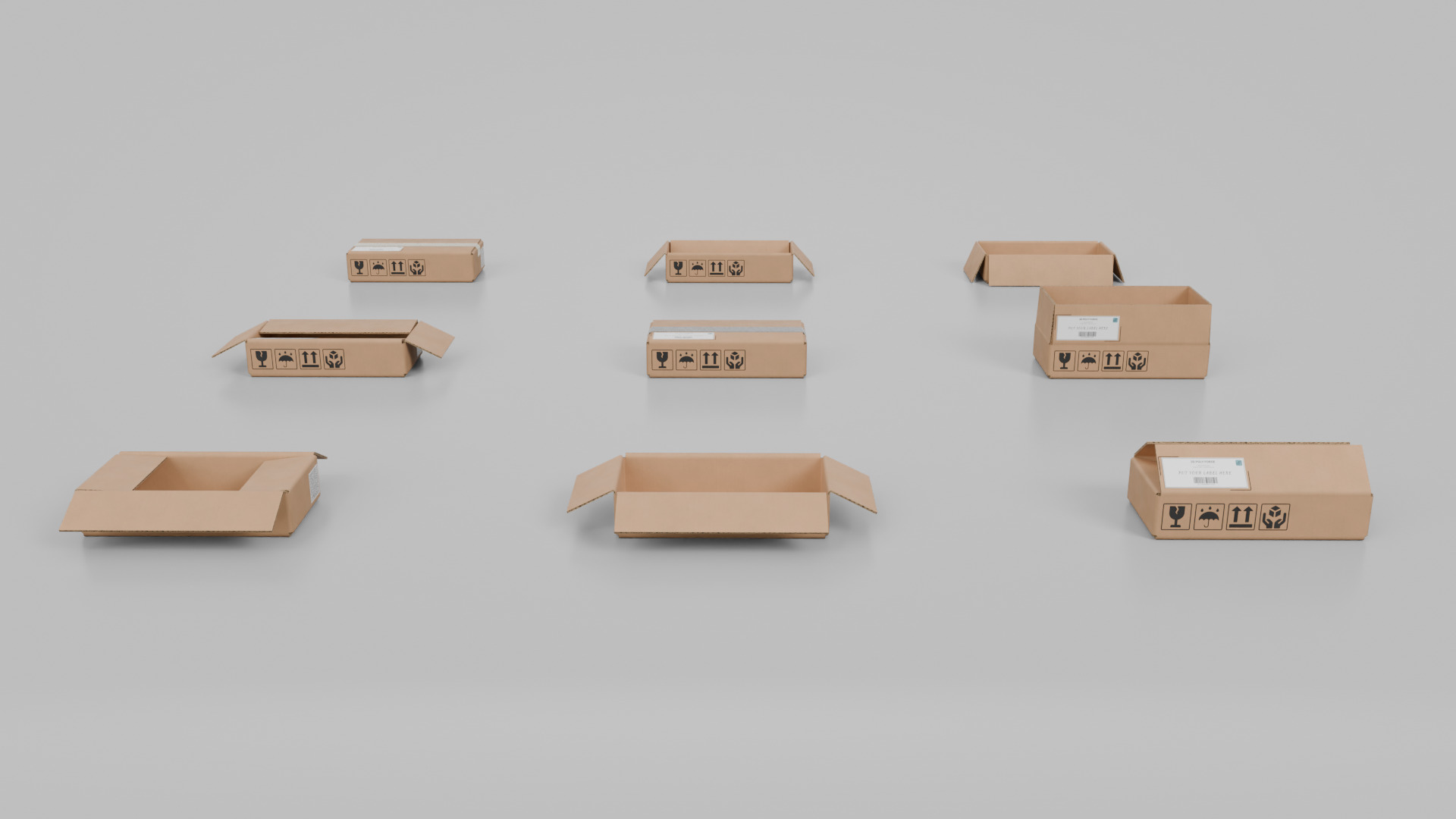 Cardboard Box R-120 - Rigged and Customizable Low-poly 3D model_12