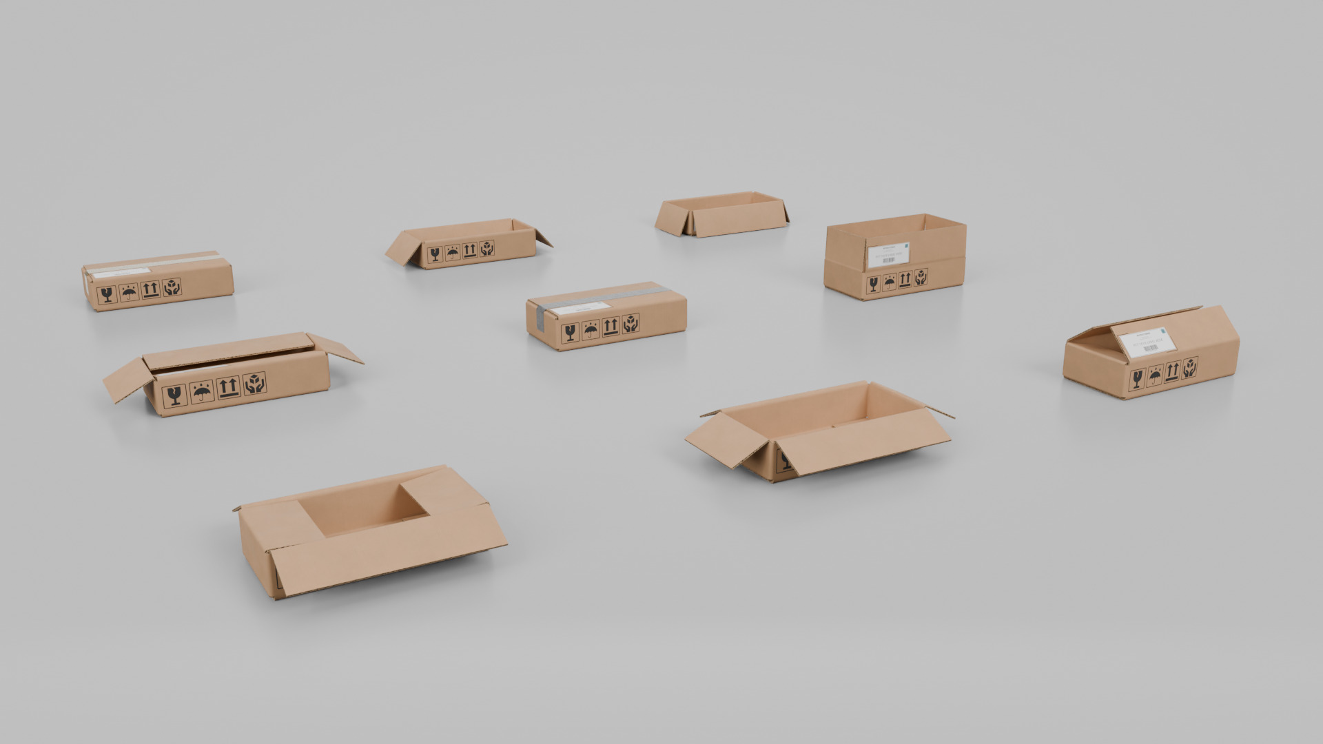 Cardboard Box R-120 - Rigged and Customizable Low-poly 3D model_10