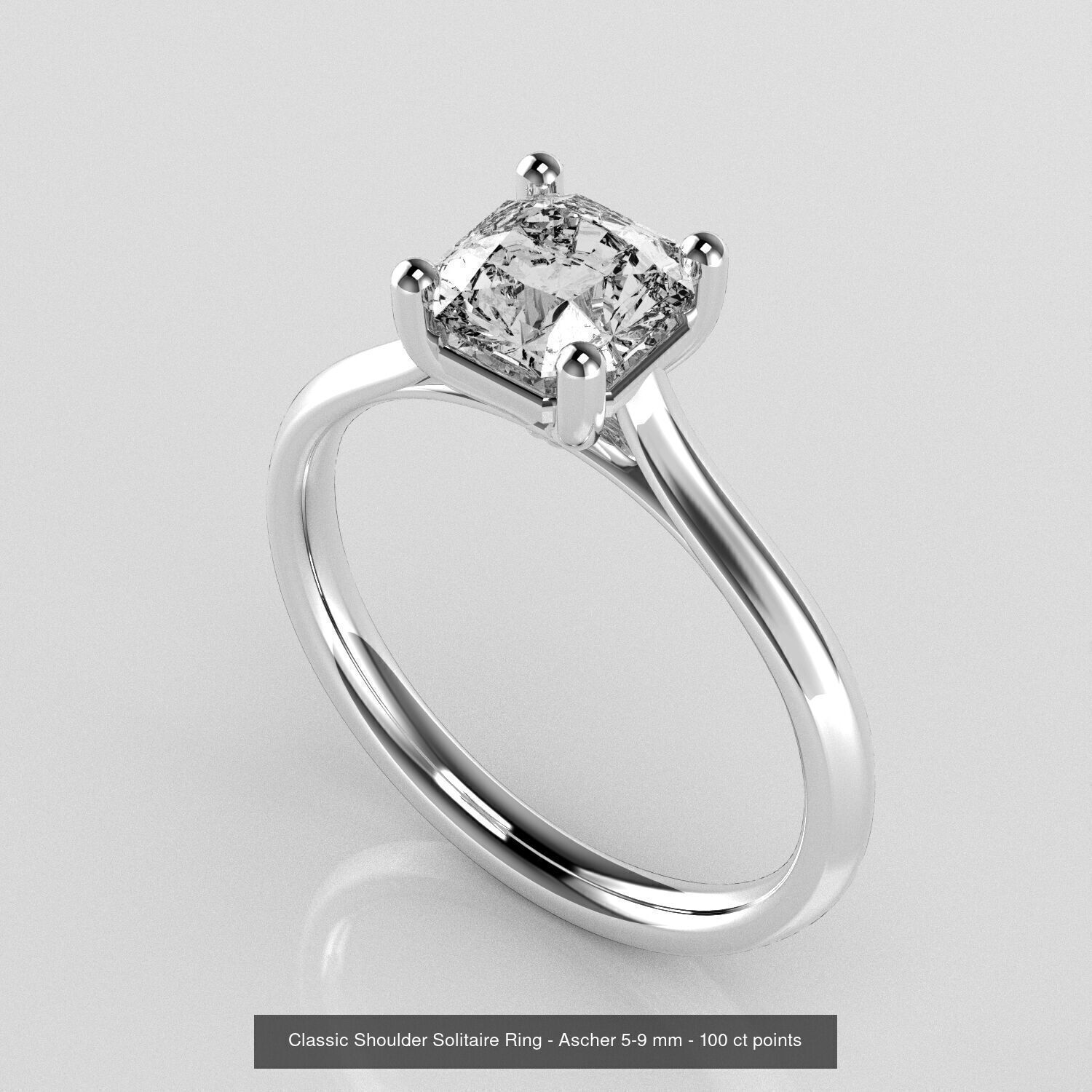 Classic Shoulder Solitaires - Various Stones 3D Model Collection _1