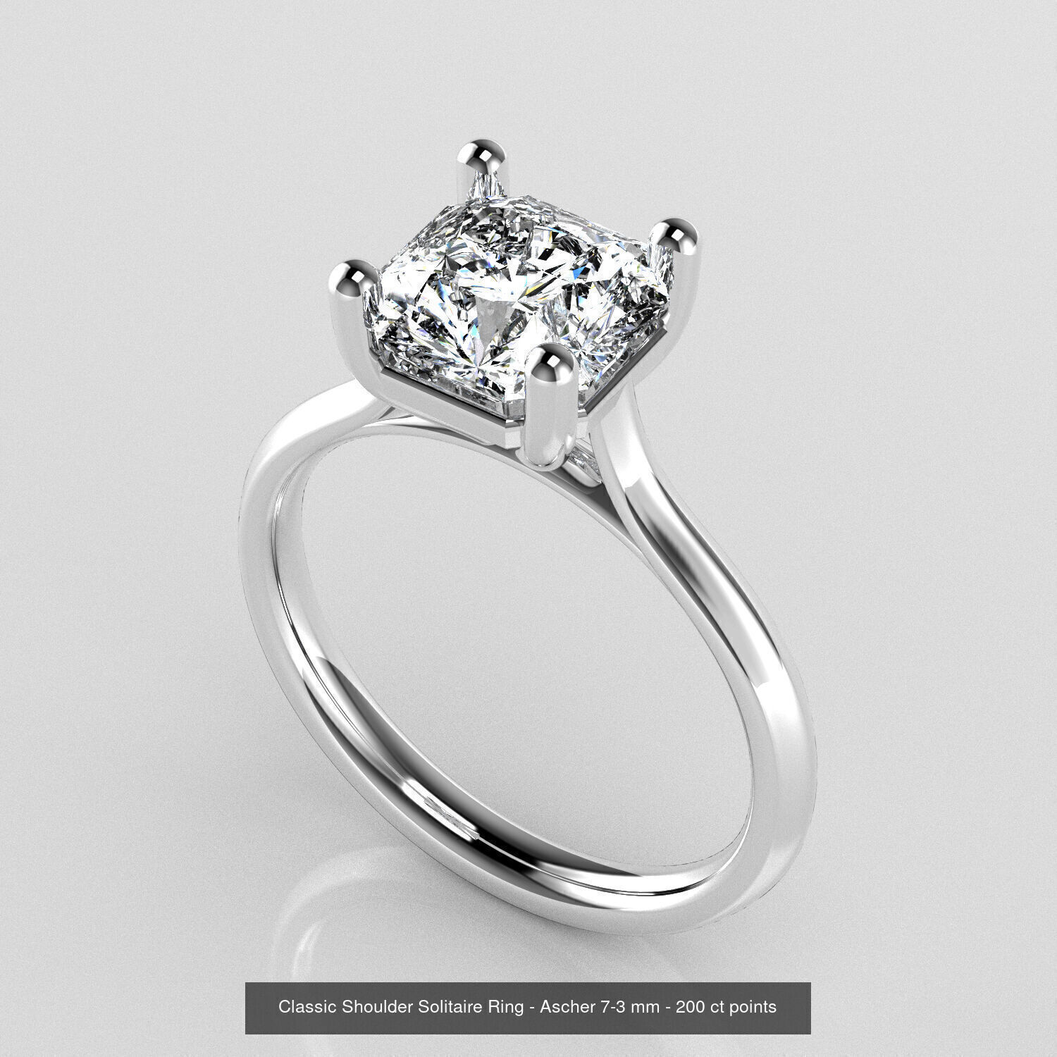 Classic Shoulder Solitaires - Various Stones 3D Model Collection _3