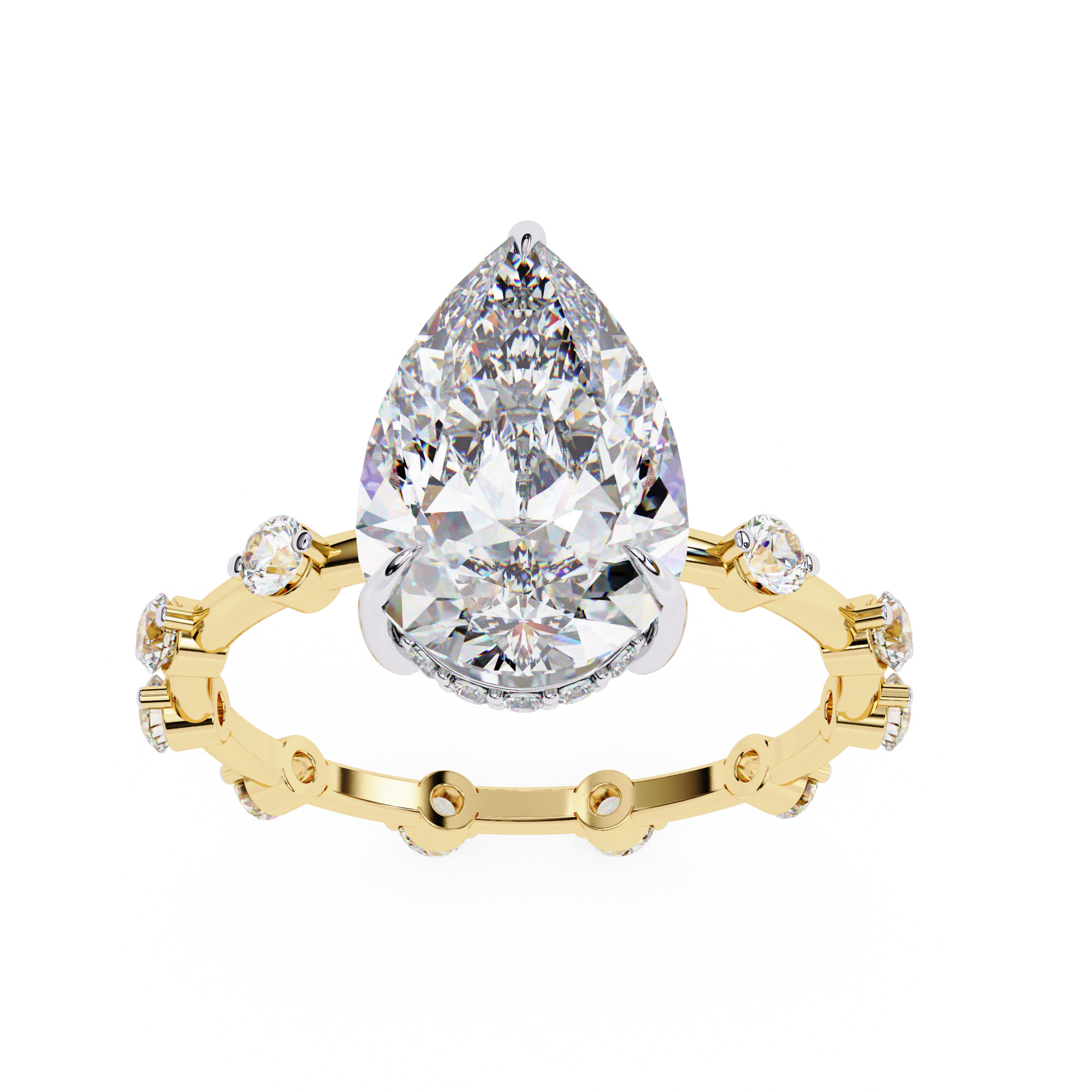 PEAR DIAMOND RING -CAD-151 3D model_7
