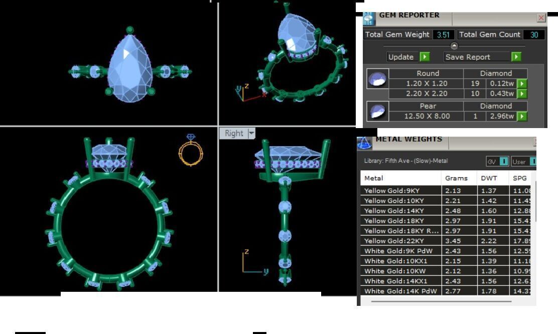 PEAR DIAMOND RING -CAD-151 3D model_14