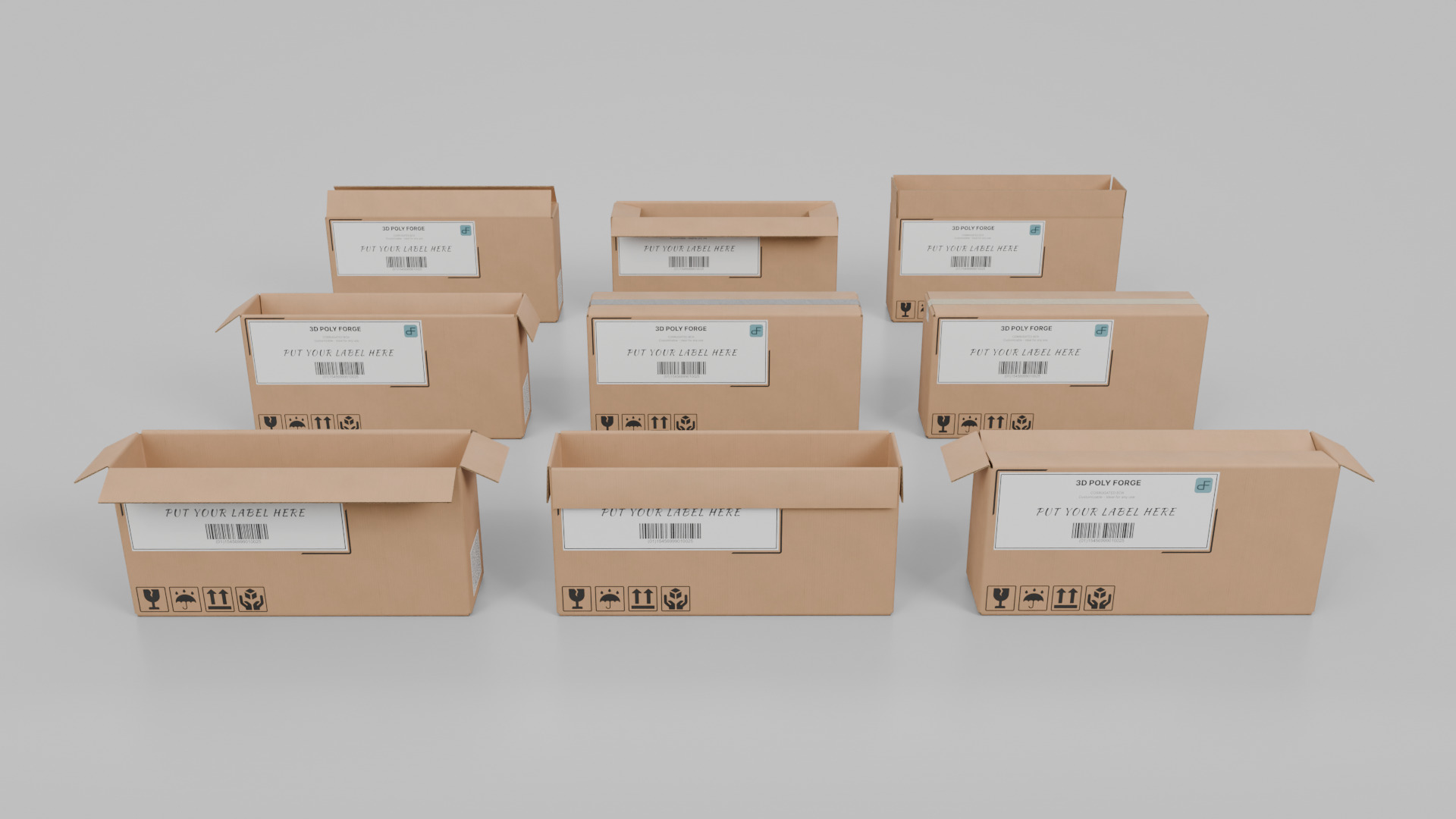 Cardboard Box R-142 - Rigged and Customizable Low-poly 3D model_10