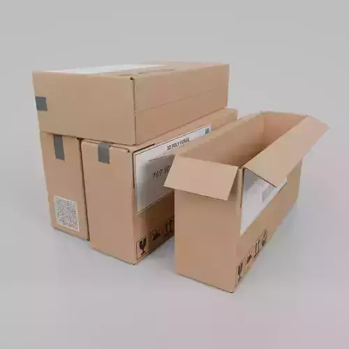 Cardboard Box R-142 - Rigged and Customizable Low-poly 3D model