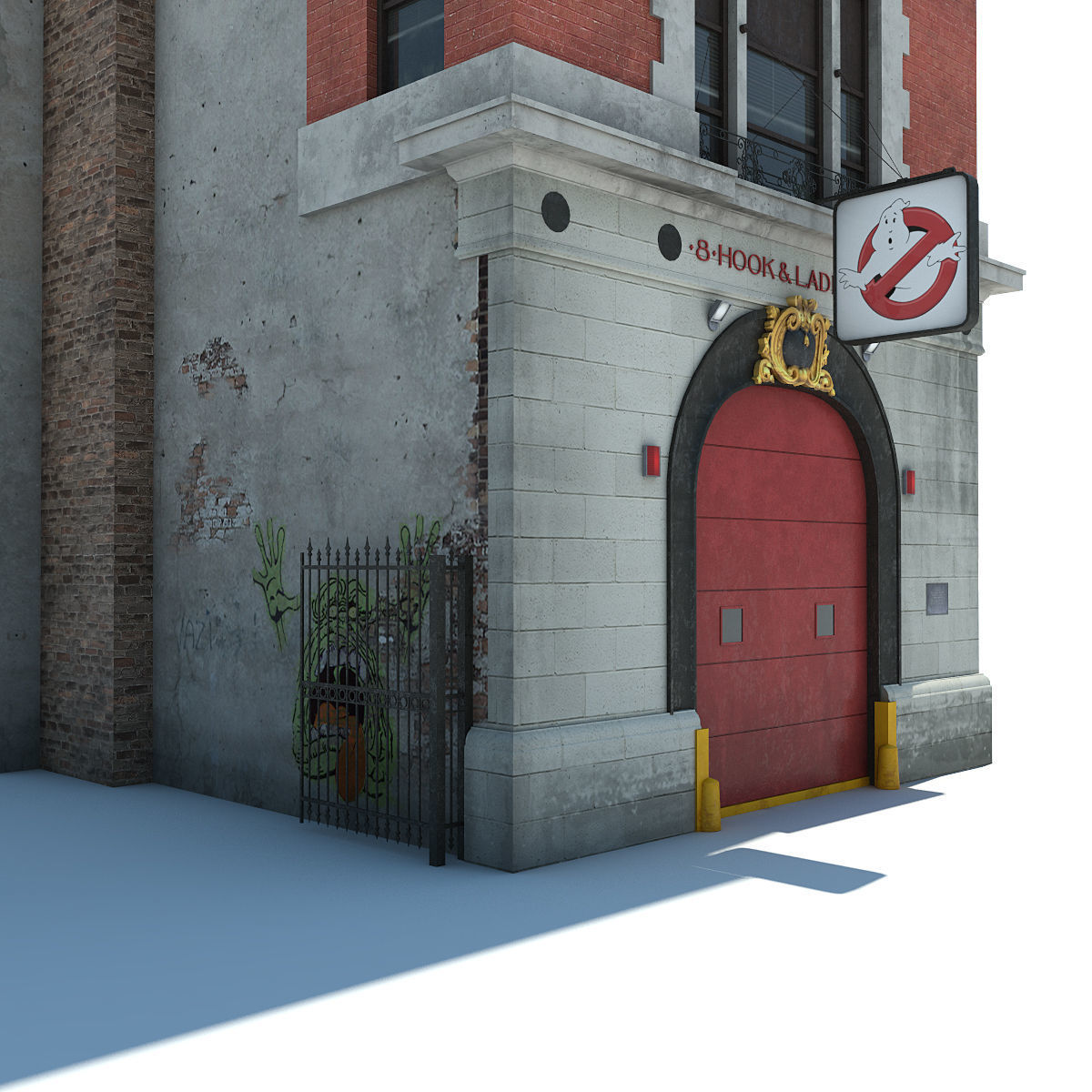 Ghostbusters house Low-poly 3D model_3