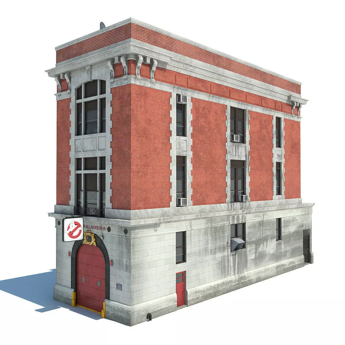 Ghostbusters house Low-poly 3D model_0