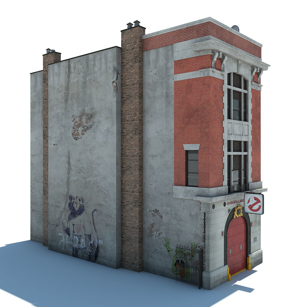 Ghostbusters house Low-poly 3D model_1