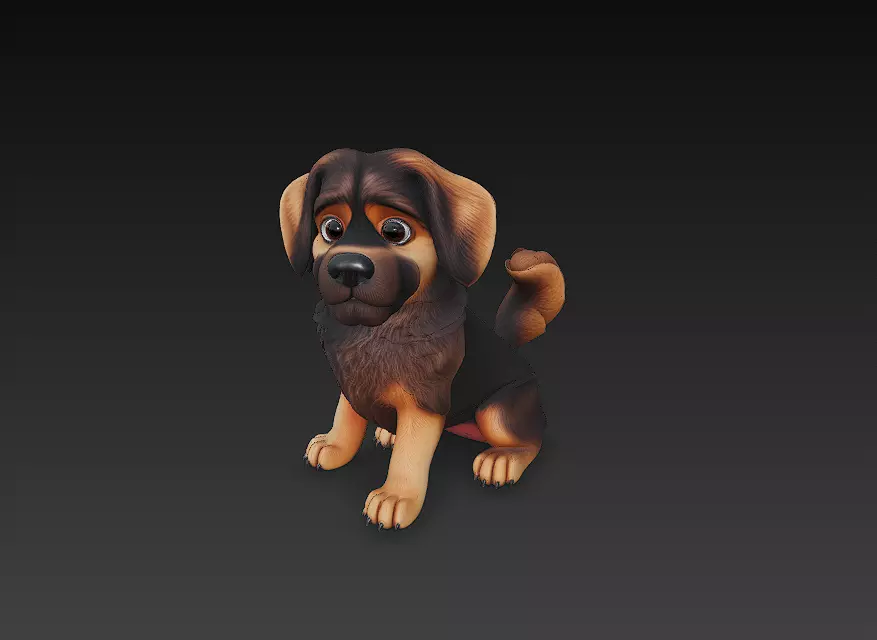 Dog Realistic 3D Model Basic - Low Poly Realistic Low-poly 3D model_0