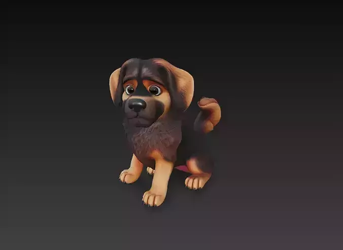 Dog Realistic 3D Model Basic - Low Poly Realistic