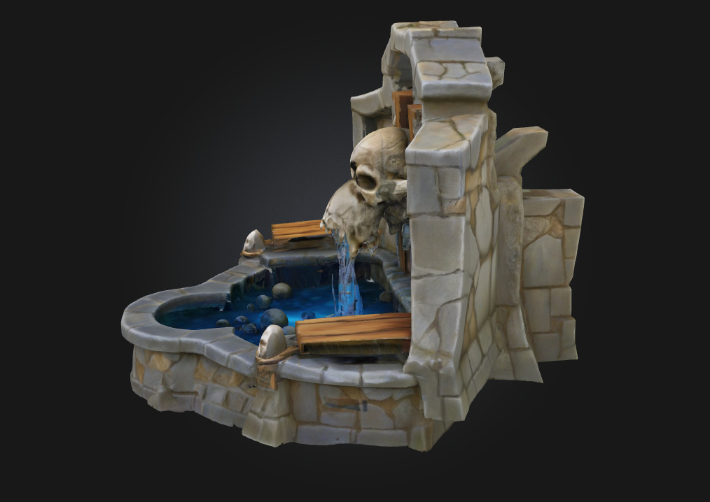 Skull Fountain Sanctuary Dark Elegance of Forbidden Waters 3D model_1