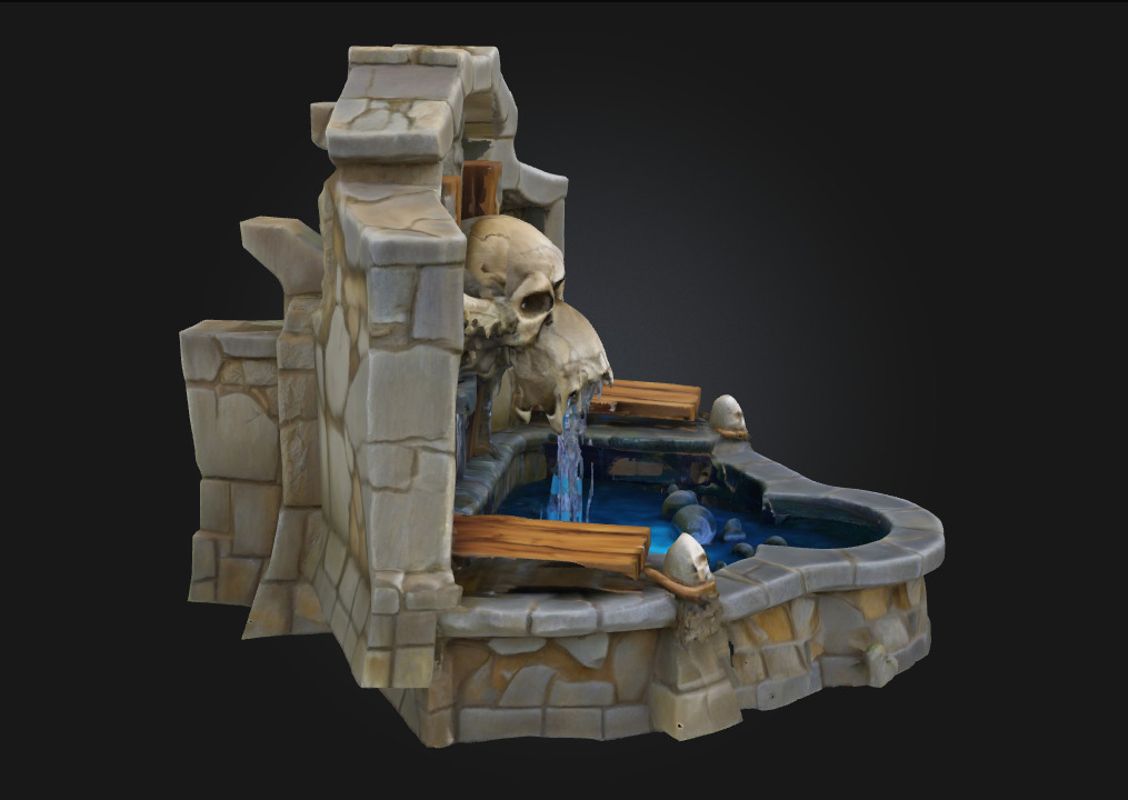 Skull Fountain Sanctuary Dark Elegance of Forbidden Waters 3D model_2