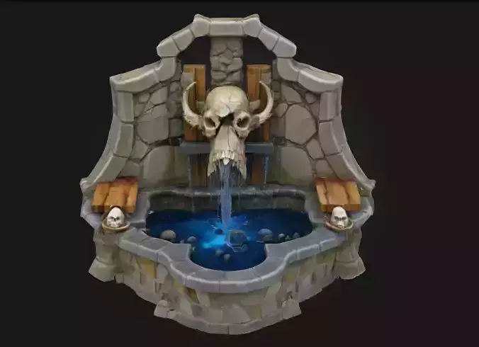 Skull Fountain Sanctuary  Dark Elegance of Forbidden Waters