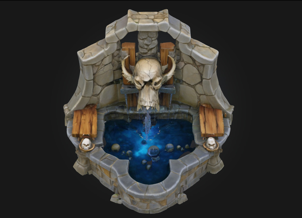 Skull Fountain Sanctuary Dark Elegance of Forbidden Waters 3D model_4