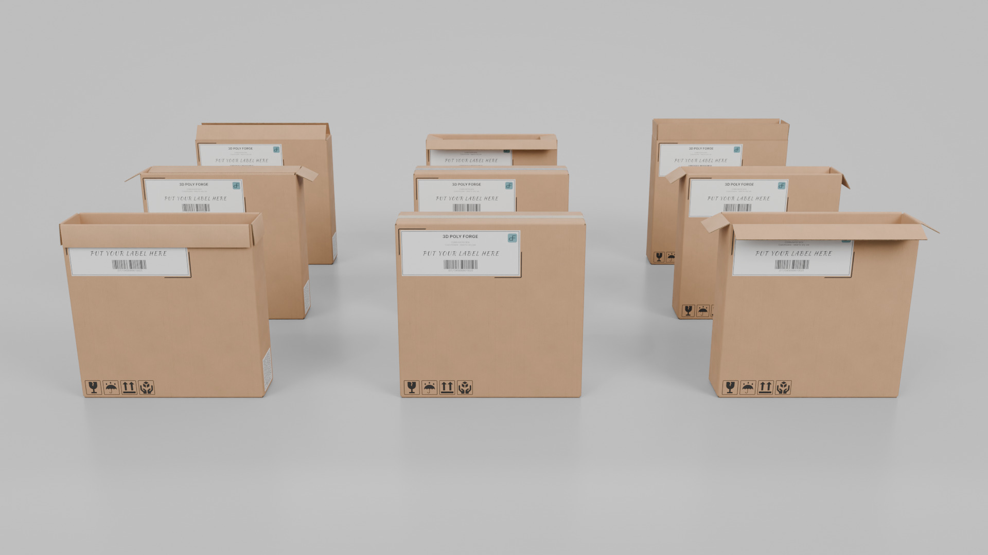 Cardboard Box R-144 - Rigged and Customizable Low-poly 3D model_10