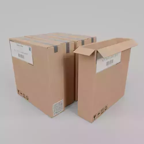 Cardboard Box R-144 - Rigged and Customizable Low-poly 3D model