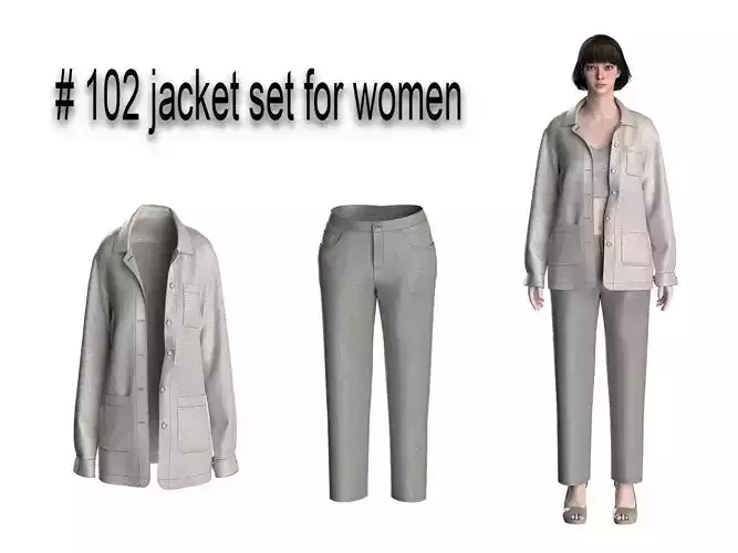 102 jacket set for women 3D print model 102 jacket set for women 3D print model