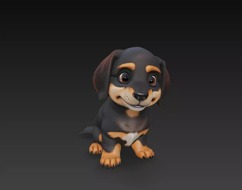 Dog Cute Realistic 3D Model Basic - Low Poly Realistic Low-poly 3D model_0