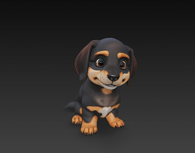 Dog Cute Realistic 3D Model Basic - Low Poly Realistic Low-poly 3D model