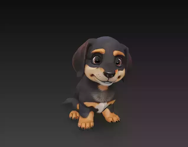 Dog Cute Realistic 3D Model Basic - Low Poly Realistic
