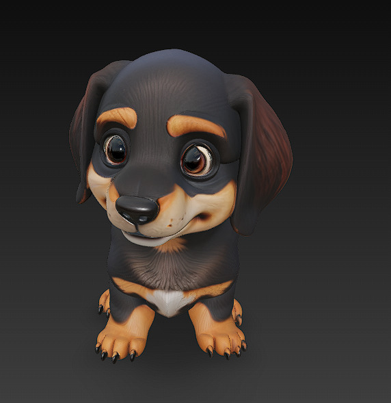 Dog Cute Realistic 3D Model Basic - Low Poly Realistic Low-poly 3D model_5