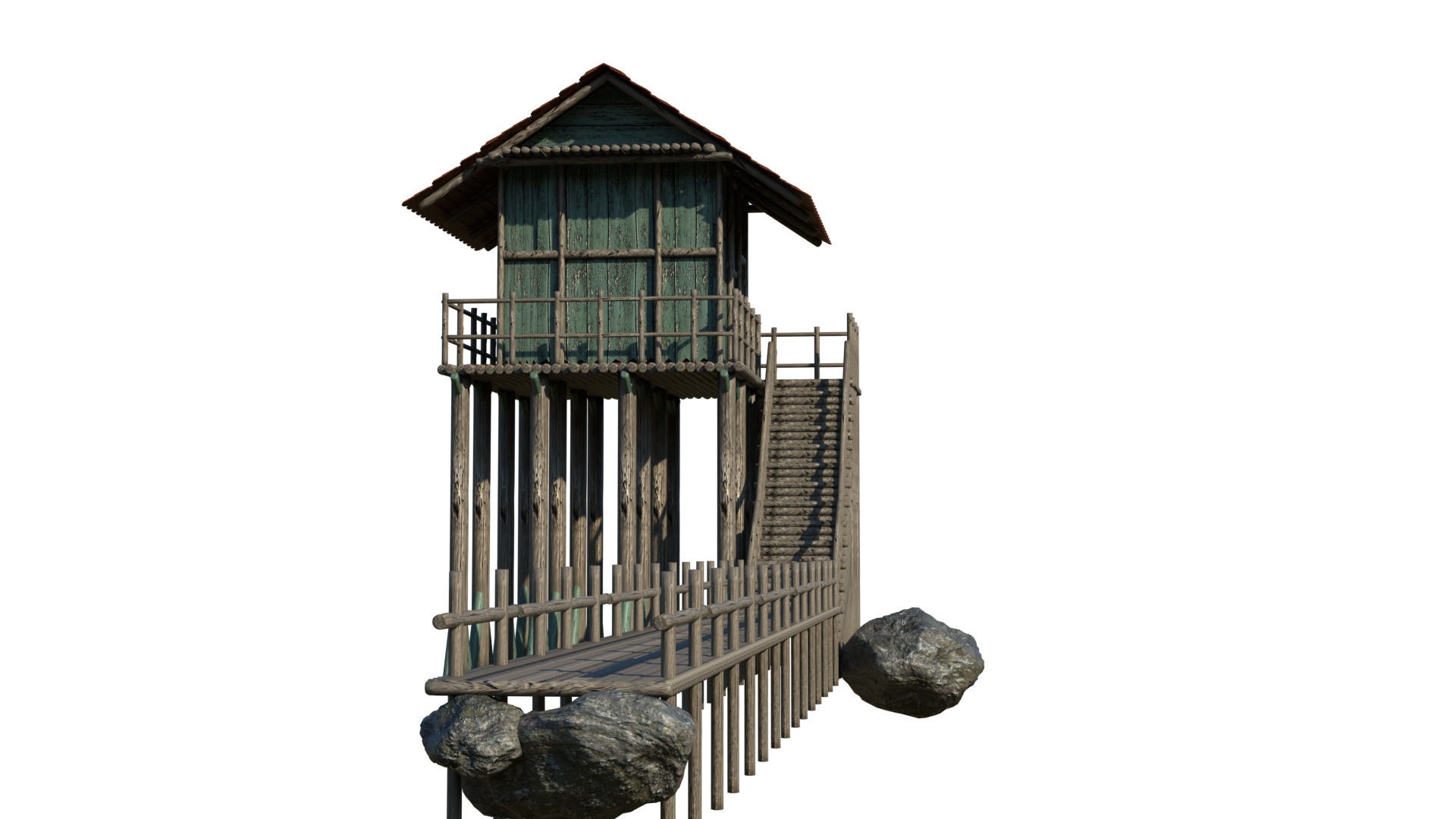 Low Poly Lake House Low-poly 3D model_5