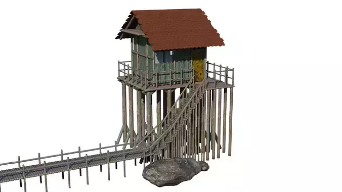 Low Poly Lake House Low-poly 3D model