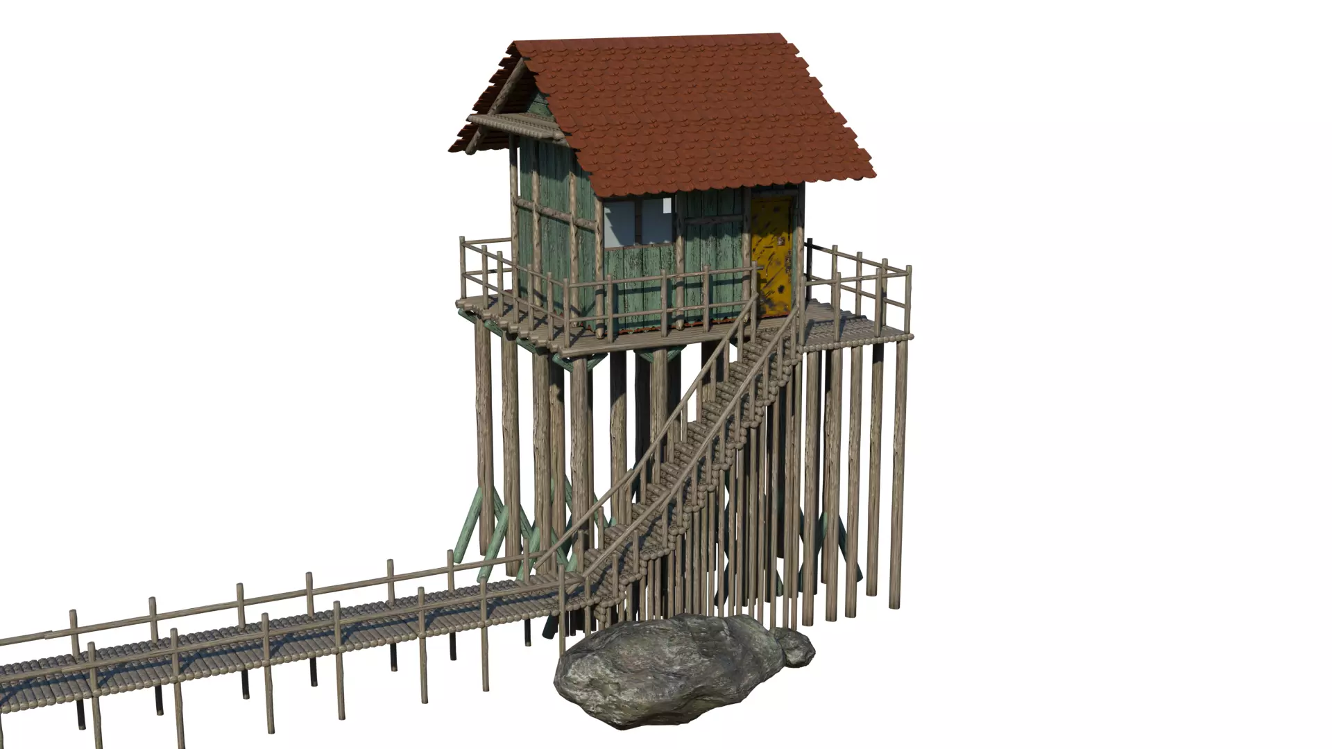 Low Poly Lake House Low-poly 3D model_0