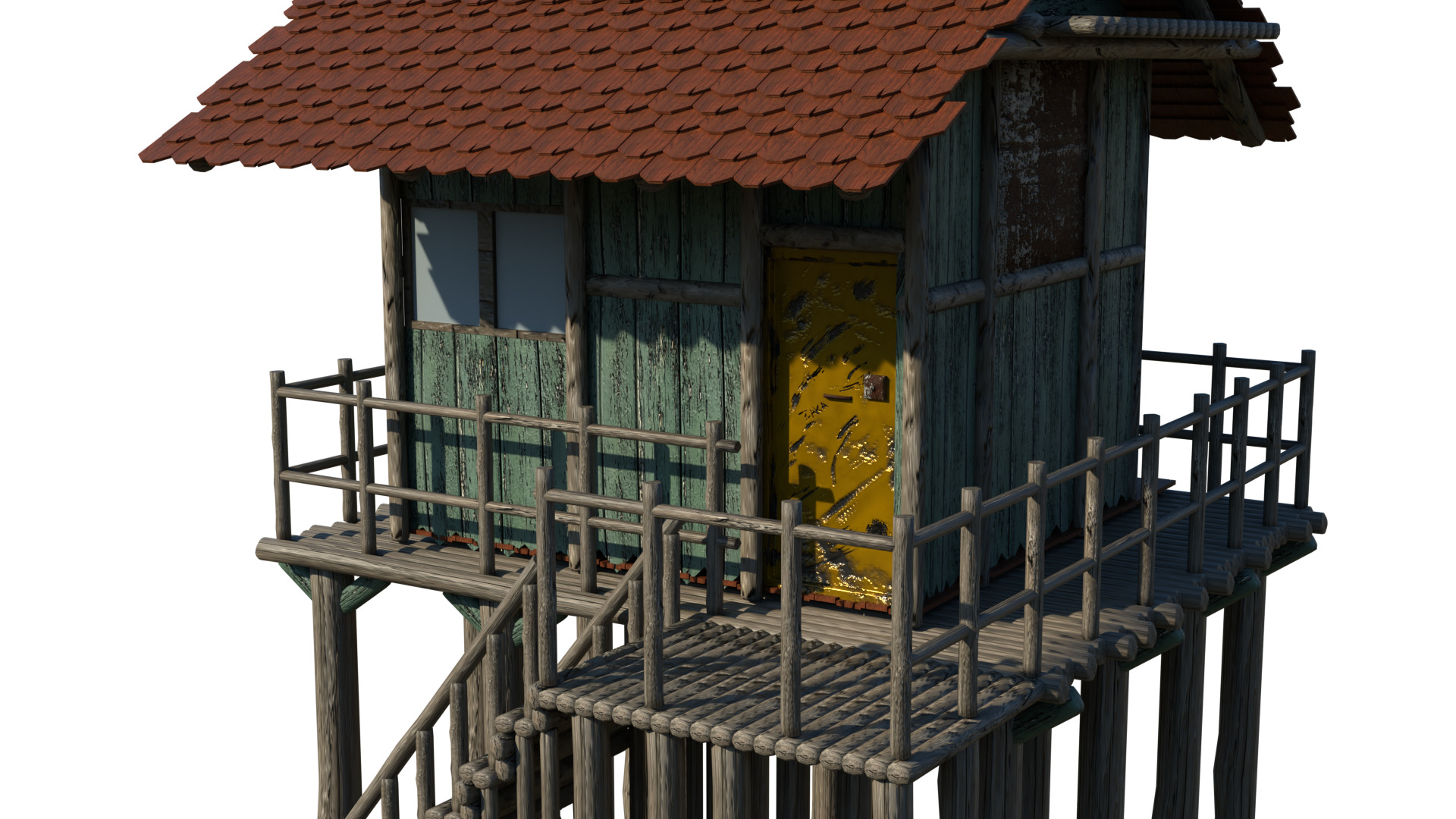 Low Poly Lake House Low-poly 3D model_3