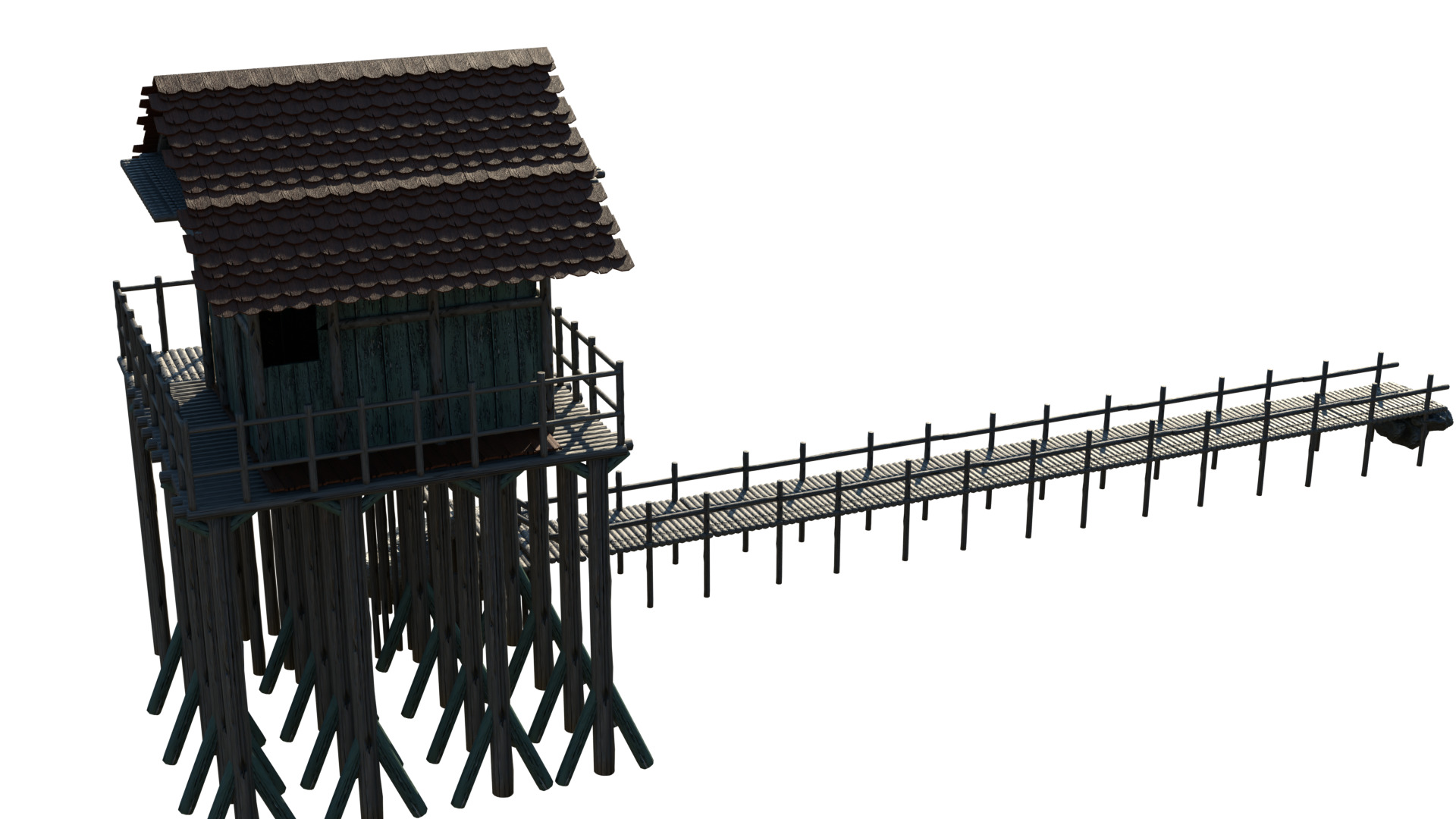 Low Poly Lake House Low-poly 3D model_6