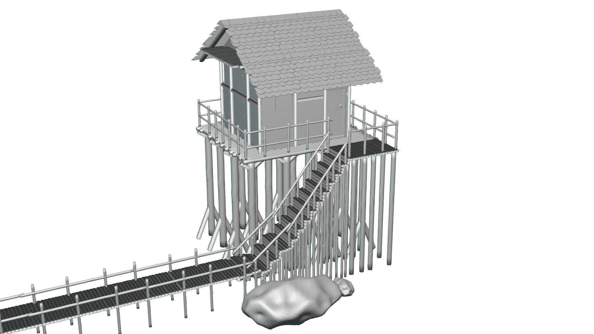 Low Poly Lake House Low-poly 3D model_7