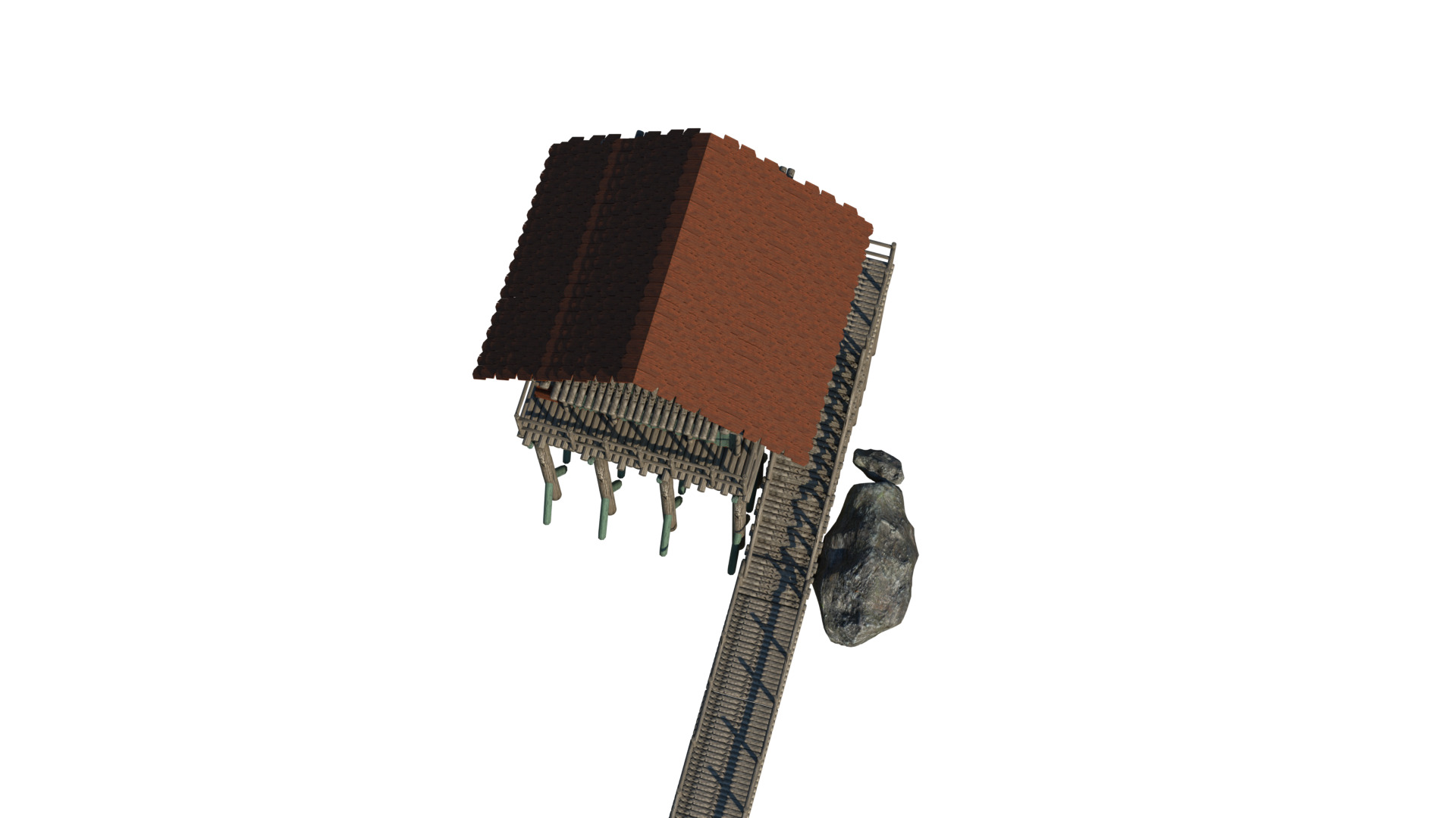 Low Poly Lake House Low-poly 3D model_8